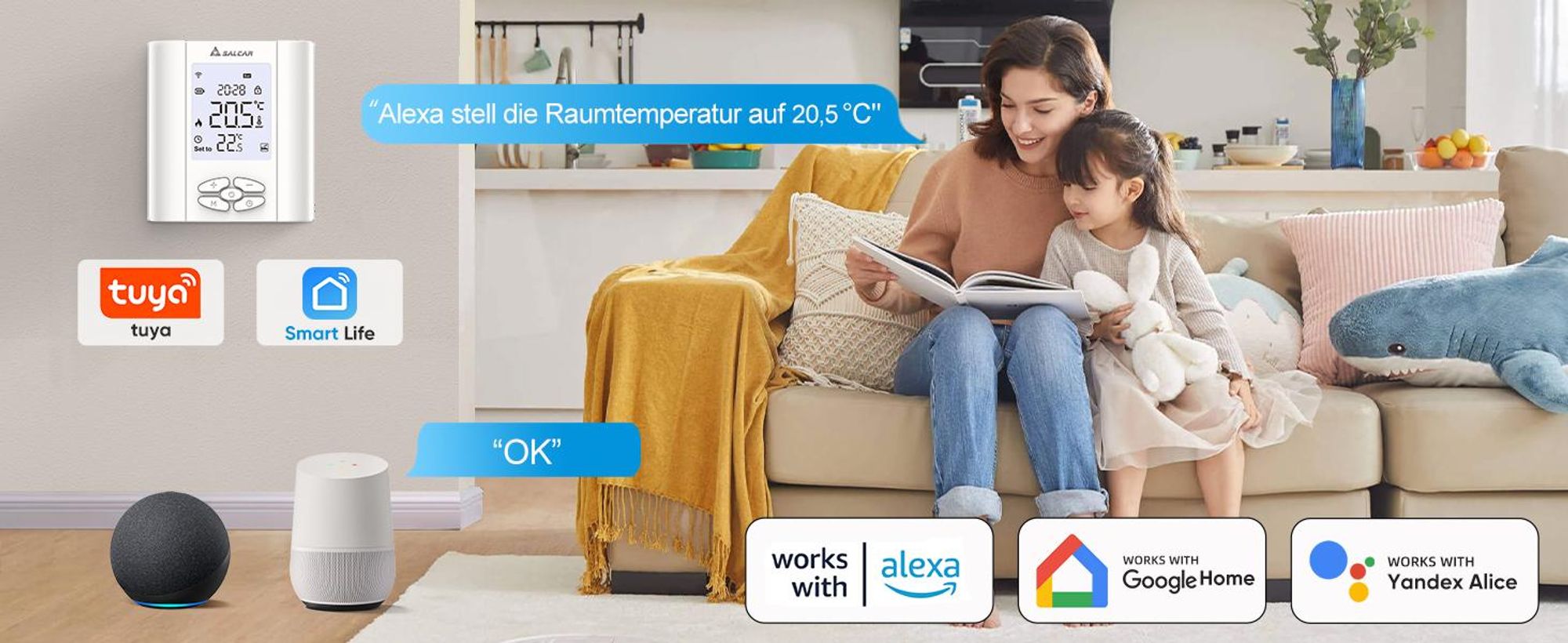 SALCAR Smart Thermostat Boiler WLAN Heizungsthermostat T5W WiFi Raumthermostat