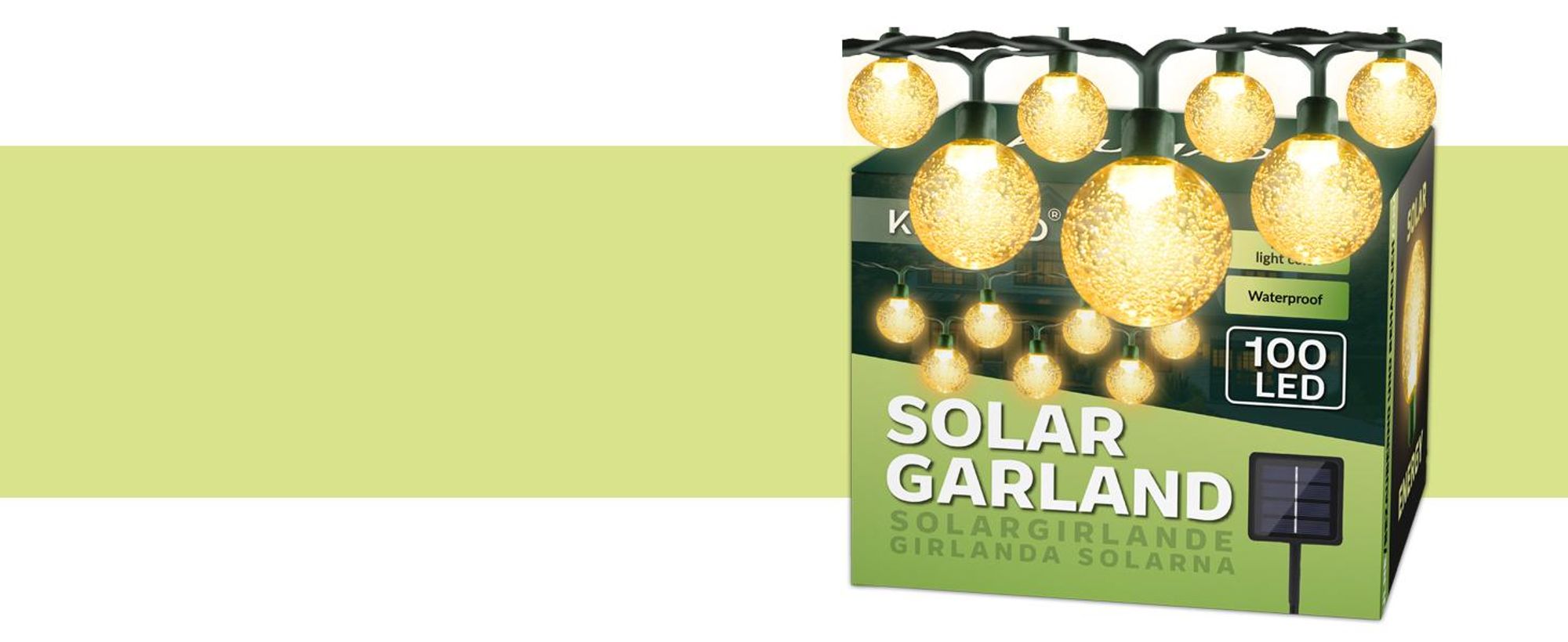 KRUMAD Solar LED-Lichterkette 100 LEDs – 14m IP65 Wasserdicht Warmweiß – Outdoor Garten Terrasse Balkon Beleuchtung
