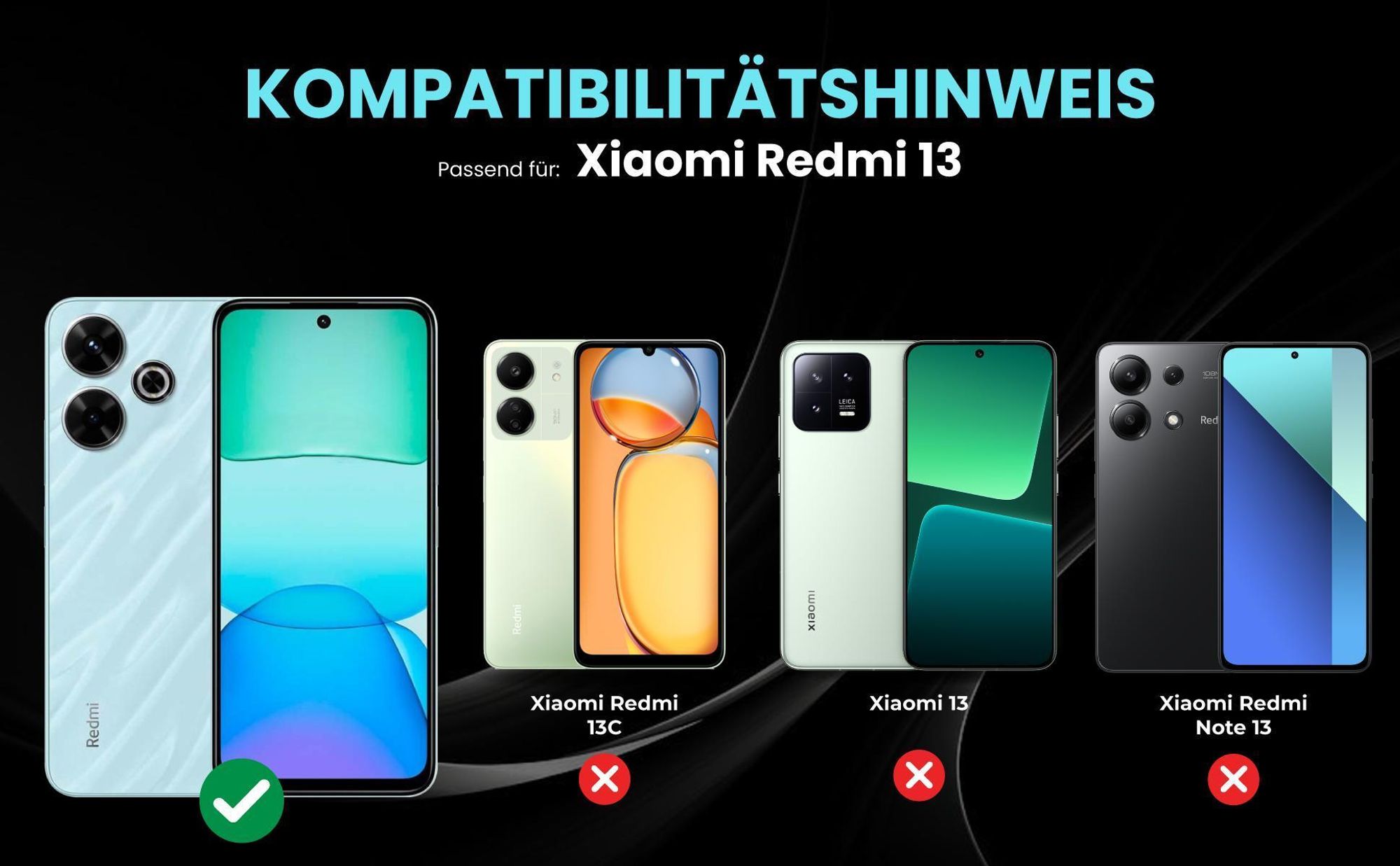 Kompatibilitätshinweise Hülle für Xiaomi Redmi 13