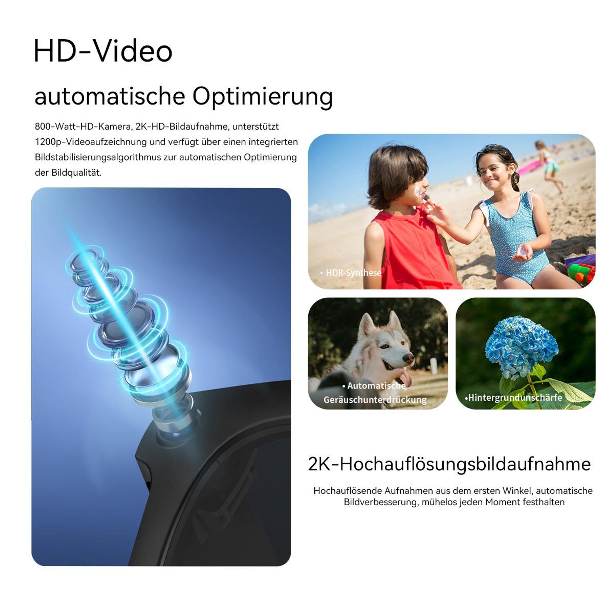 Blackview BV100 Smarte Brille mit KI-Assistent, 8MP Kamera & Offenem Audio - Bluetooth 5.4, 51h Musik, Freisprechen, IP54