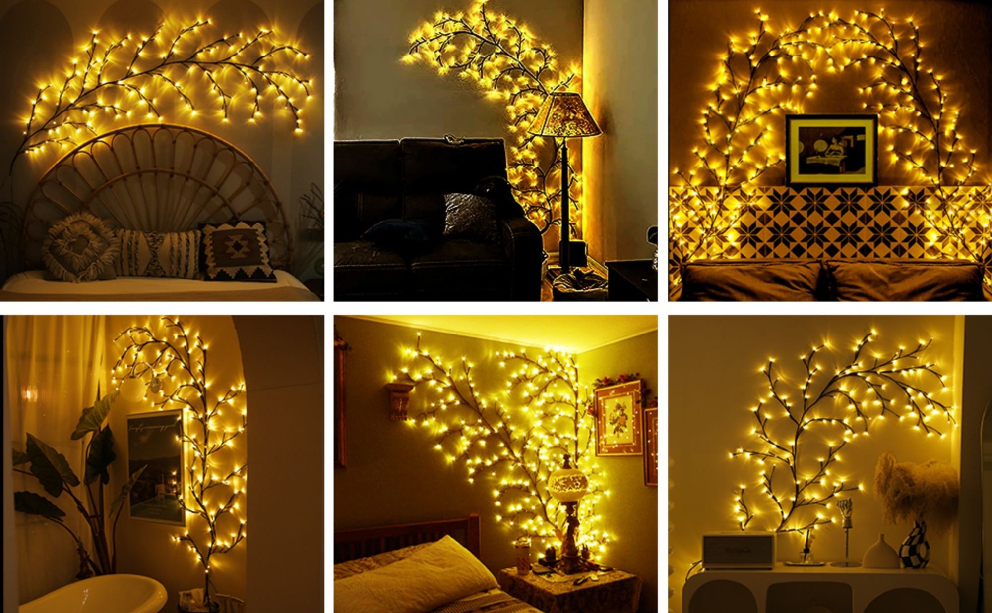 144 LED Lichterkette Willow Vine, 8 Modes USB Weidenrebe Baum Lichter mit Fernbedienung, Innen Wanddeko Aesthetic Room wohnzimmer Schlafzimmer Deko