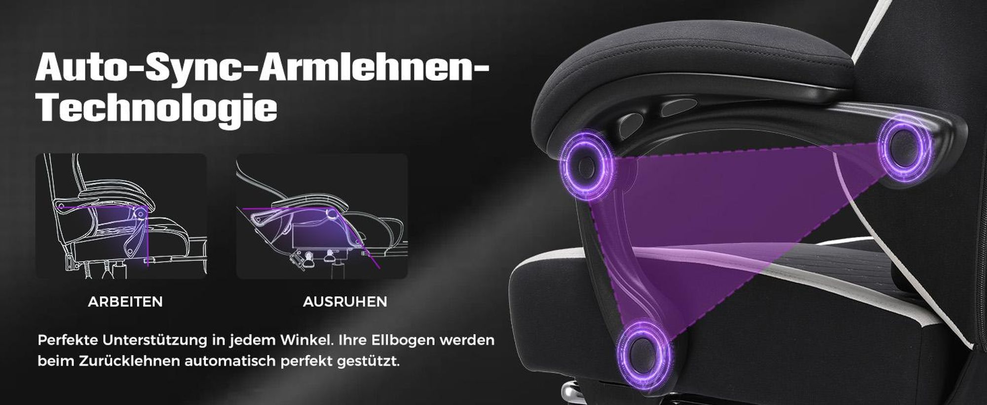 GTPLAYER Gaming Stuhl Ergonomischer, PC Stuhl Atmungsaktiver Stoff, Groß und Hoch Drehbarer Schreibtischstuhl mit Fußstütze, Schwarz