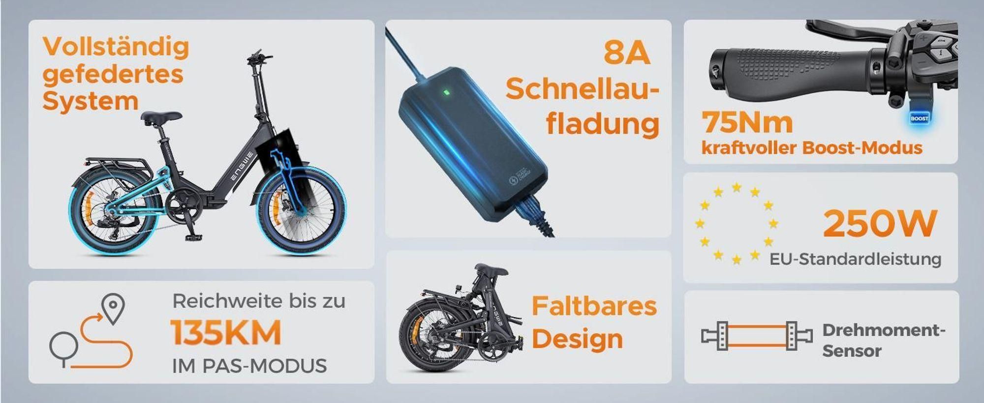 2025 Engwe L20 3.0 Boost E-Bike E-Bike Klappräder Herren Damen City E-Hollandräder Elektrofahrrad 2 Stunden 8A-Schnellladung Gold