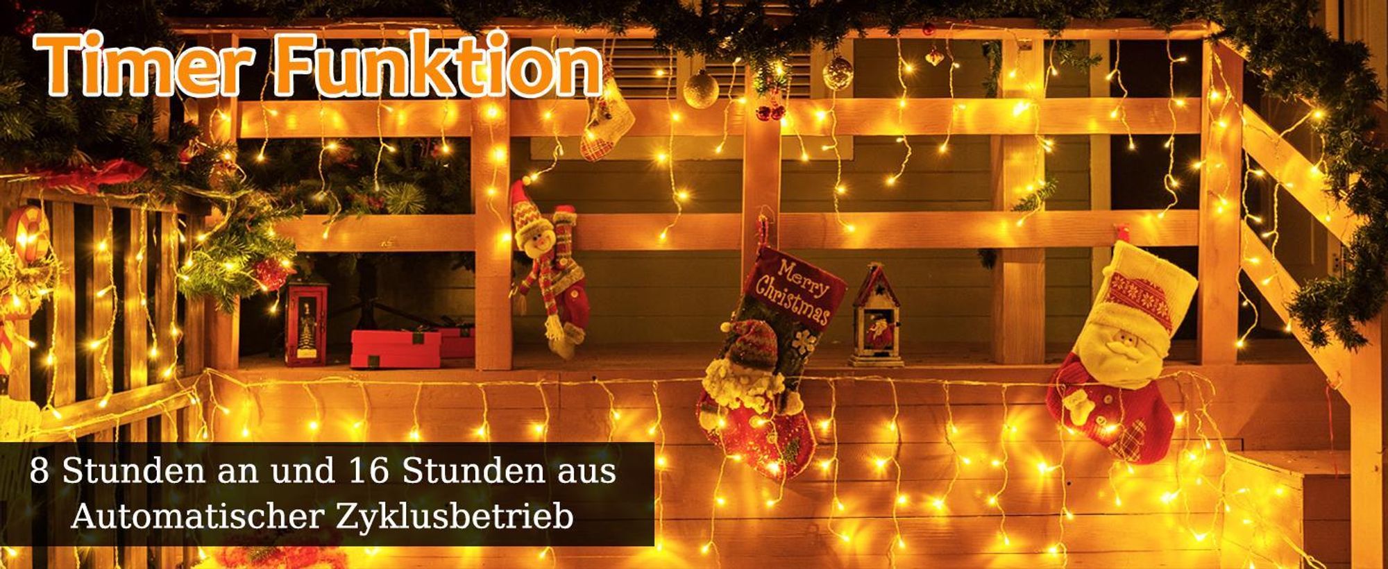 10m LED Eisregen Lichterkette 8 Lichtmodi Wasserdicht Lichtervorhang mit Speicherfunktion und Timer für Innen Garten Party Weihnachten Deko