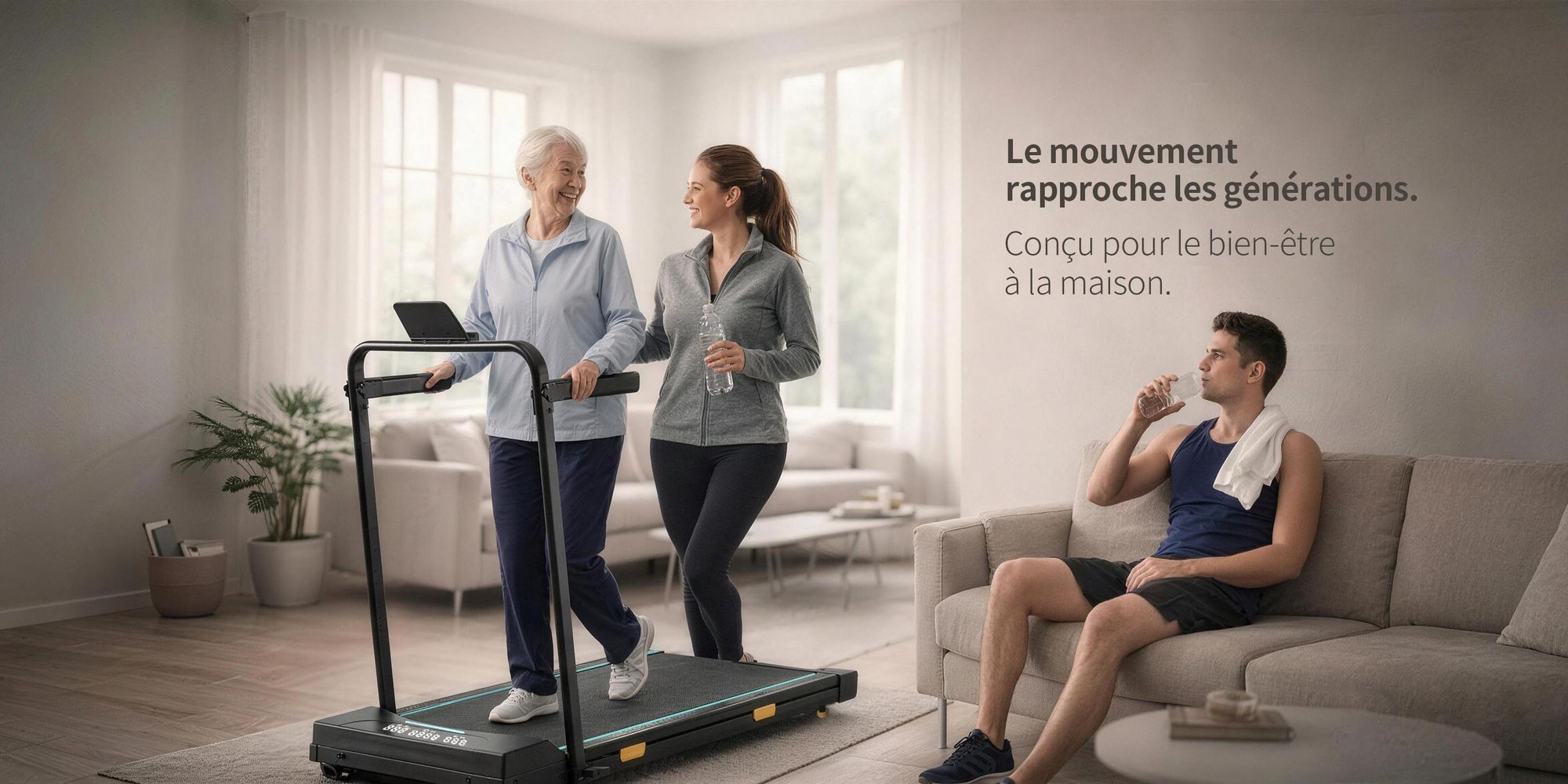 FunLife F4 Tapis de course pliable, Walking Pad 4-en-1 avec inclinaison de 7 %, silencieux pour la maison et le bureau, adapté aux sen, bleu