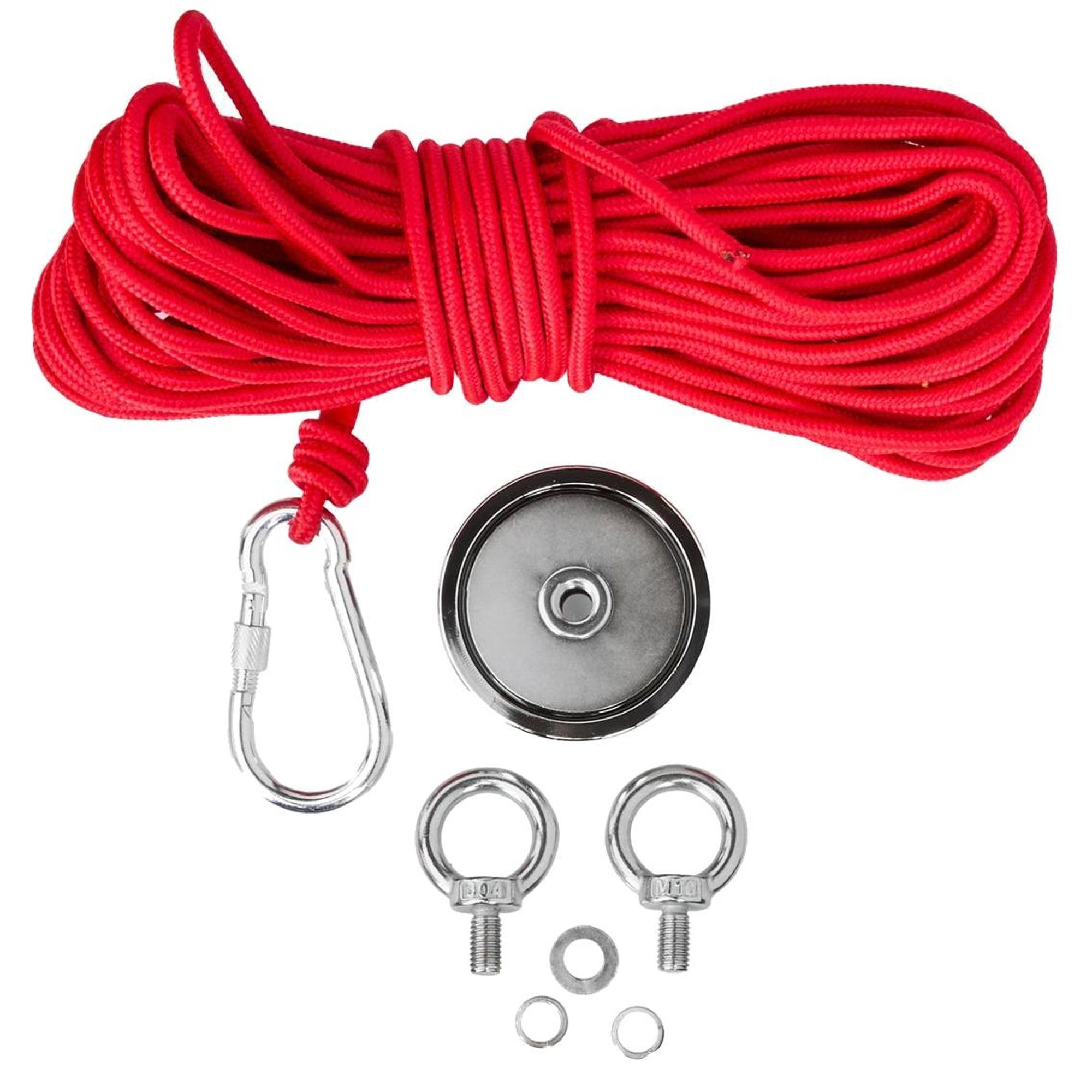 KRAFT&DELE | Magnetfischen Set, 100kg + Seil 20m, Neodym Magnet mit Seil, Magnet Fischen Angel, Ösenmagnet, Magnetangeln Set