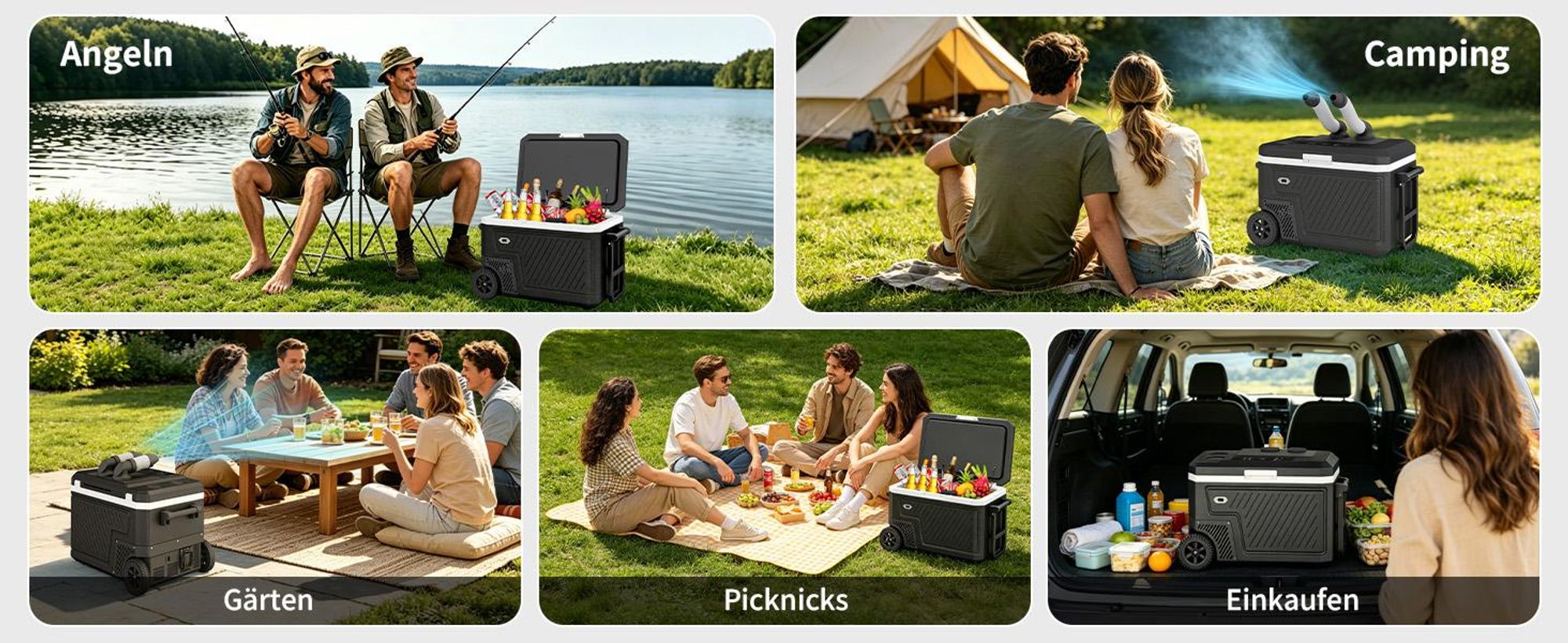 Puluomis Elektische Kompressor Kühlbox 45L, Luftkühler, -20°C bis 20°C, MAX/ECO Modus, <45dB, AC/DC/Batterie – für Camping, Offroad, Wohnmobil schwarz