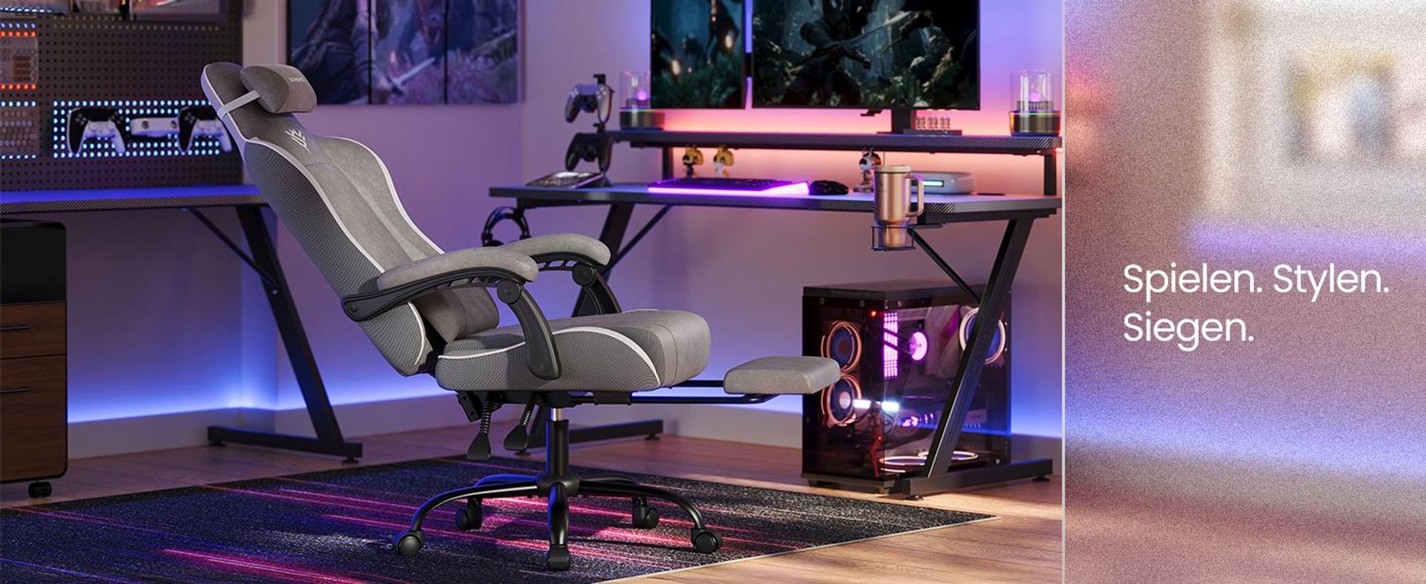 SONGMICS Gaming-Stuhl, Bürostuhl, Schreibtischstuhl, ergonomischer Gaming-Sessel