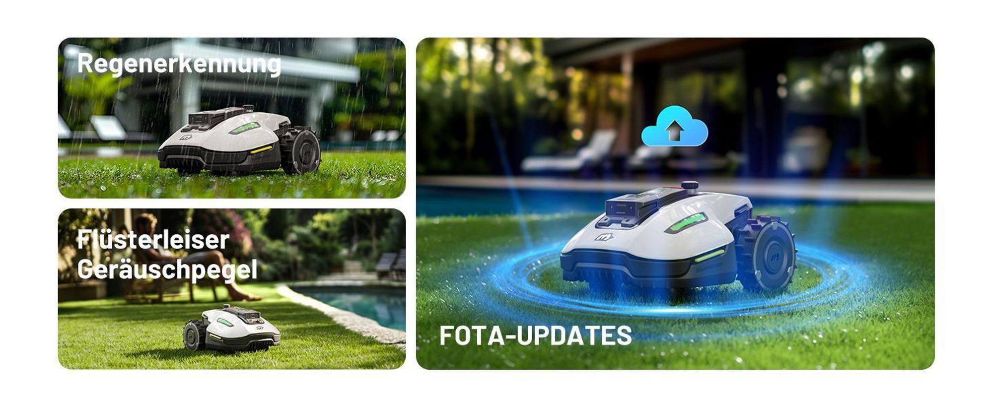 Mähroboter Mammotion YUKA Mini 800 ohne Begrenzungskabel NetRTK+Vision Auto-Kartierung Empf. 800m² bis 1200m² 50% Steigung mit 4G-Modul RTK-Station