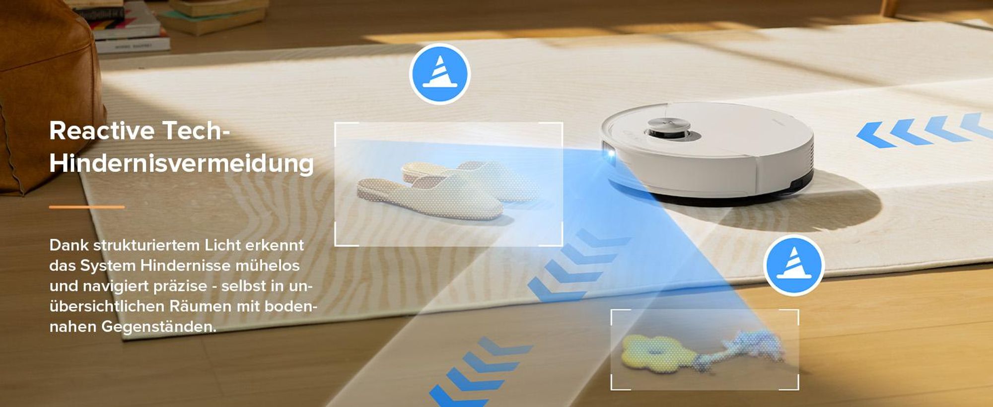 Roborock Q10 S5 Saugroboter mit Wischfunktion, 10.000 Pa Staubsauger Roboter, Dual Anti-Tangle System, Auto Lifting Mopping, Ideal für Tierhaare, Weiß