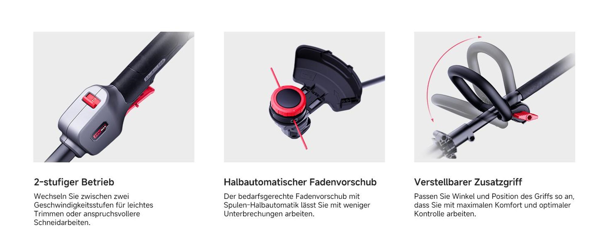 MOVA GT215 – Akku-Rasentrimmer – 38 cm Schnittbreite, bürstenloser Motor, 2-Gang Geschwindigkeit – Trimmen & Kantenschneiden, einstellbares Design