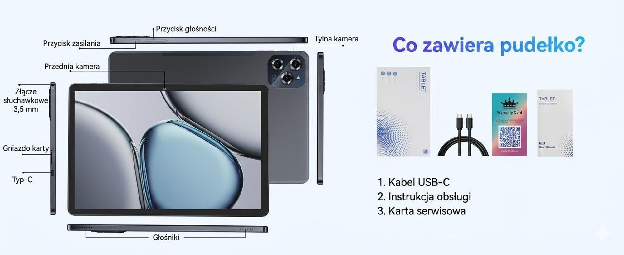 TABWEE 2026 W90 11" Tablet z systemem Android 16, dwie karty SIM 4G, Wi-Fi 5G, bateria 8000 mAh, 24 GB + 256 GB (karta TF do 2 TB), Widevide L1, ośmiordzeniowy procesor T615, ładowanie 18 W, wyświetlacz FHD