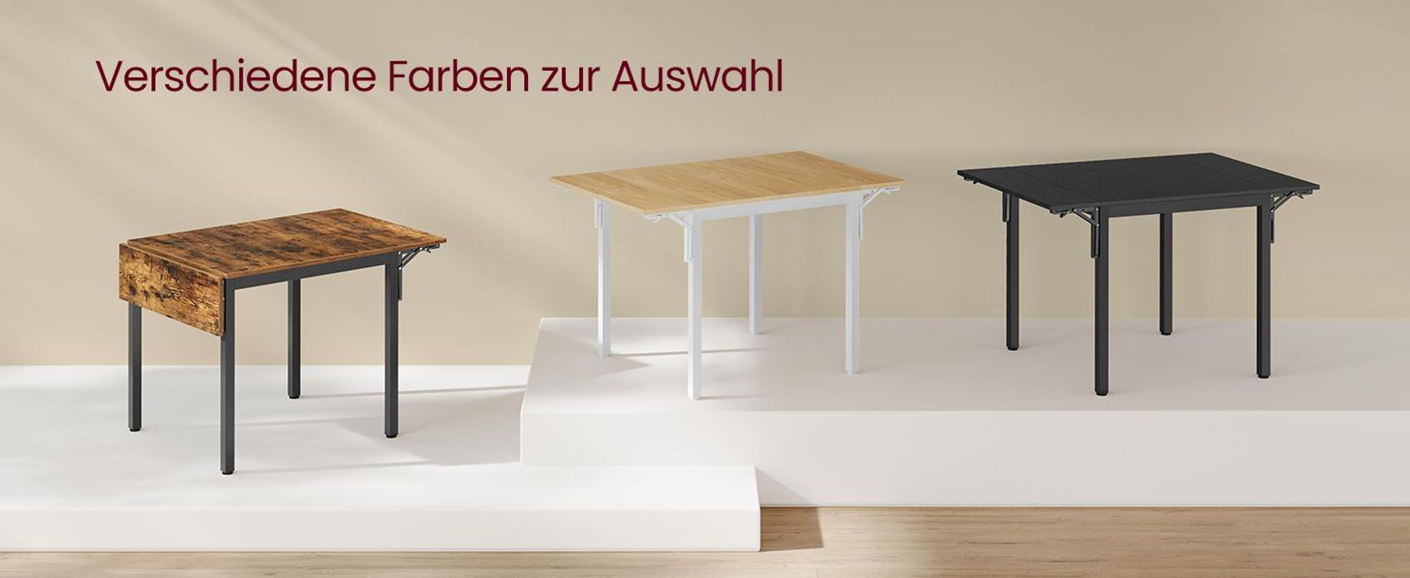 VASAGLE Esstisch, klappbarer Küchentisch für 2-4 Personen, für kleine Räume, Schwarz