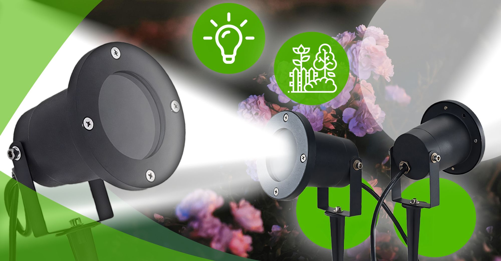 2x LED Gartenstrahler Gartenleuchte Warmweiss mit Erdspieß, Außenstrahler, Aussen, Gartenbeleuchtung, Wasserdicht IP65, Warmweiß 2er Pack, 230V, Retoo
