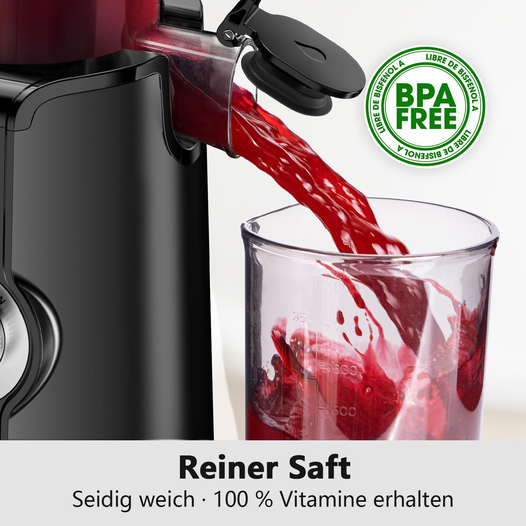 LINKChef SJ-051-EU-BL Entsafter - CE 200W Leistung 1.2L Inklusive Saftpresse Leicht zu reinigen - Schwarz