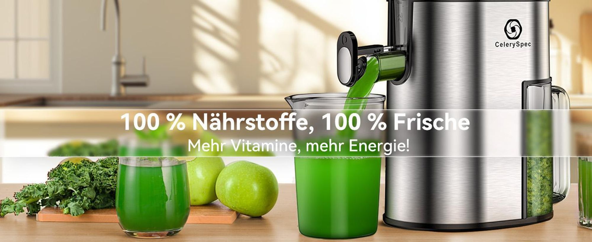 CelerySpec SJ-048-EU-SS Entsafter - Für Ganze Gemüse und Obst 250W Leistung 1.8L Kapazität Saftpresse lebensmittelechtes Material Edelstahl 130 mm Einfüllöffnung Rücklauffunktion - Silber