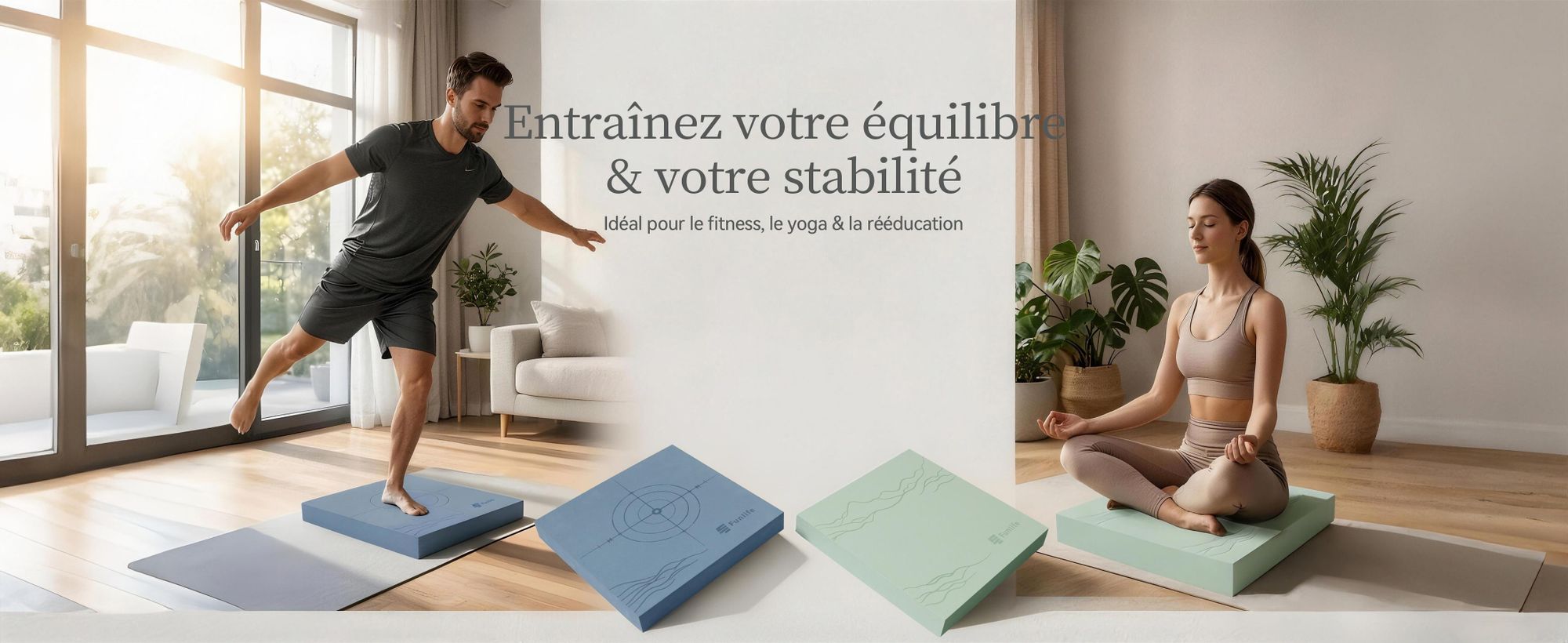 FunLife Balance Pad 40x40x5 cm – Coussin d'équilibre pour l'entraînement du tronc, la coordination, l'équilibre et le yoga, jusqu'à 150 kg