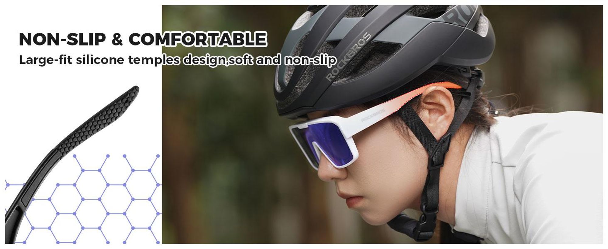 ROCKBROS Gafas Deportivas Polarizadas UV400 TAC PC Unisex Para MTB Pesca Running Golf Gris Polarizado