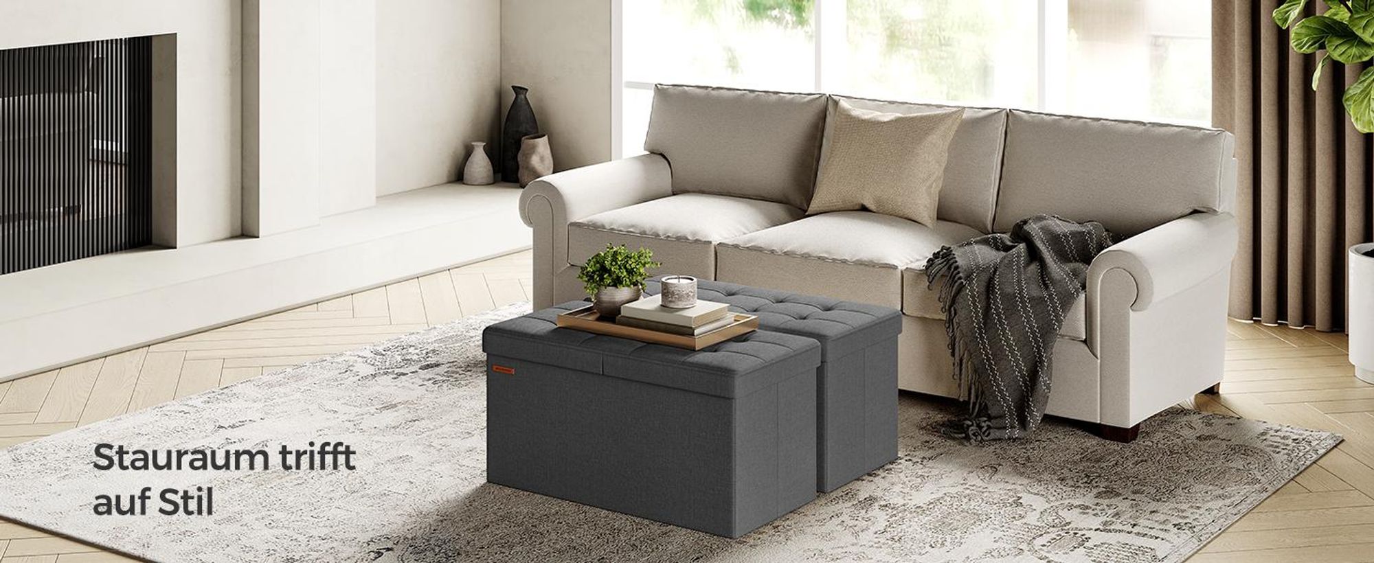 SONGMICS Sitzhocker, Sitzbank, mit Klappdeckel, bis 300 kg belastbar dunkelgrau