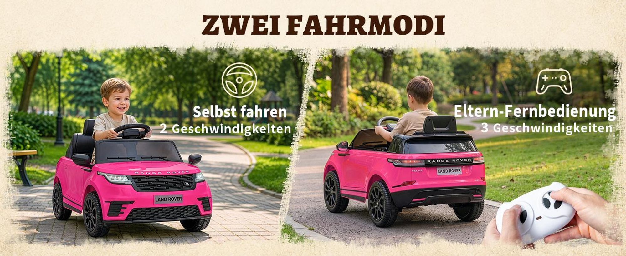 12V 4.5A.h LAND ROVER Velar Elektroauto Kinderauto,mit 2,4G Fernbedienung, LED Scheinwerfer, MP3, Hupe und Musik