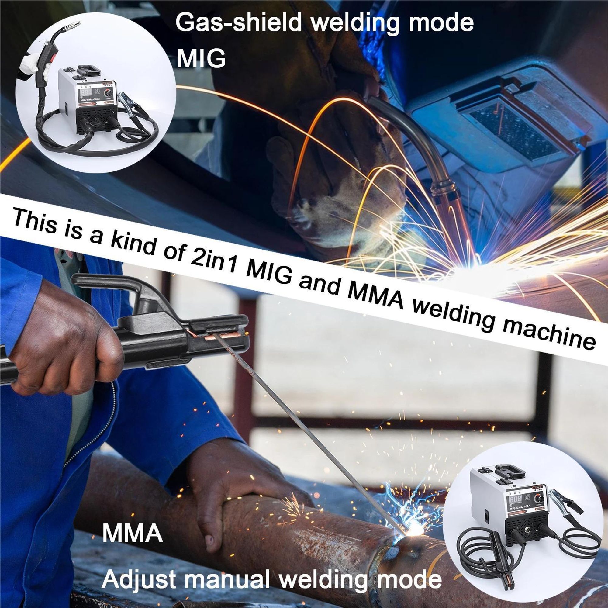 Spawarka 2 w 1 MIG MMA Spawarka IGBT DC Inwerter Automatyczne podawanie drutu Spawanie kontaktowe Spawarka łukowa gazowa