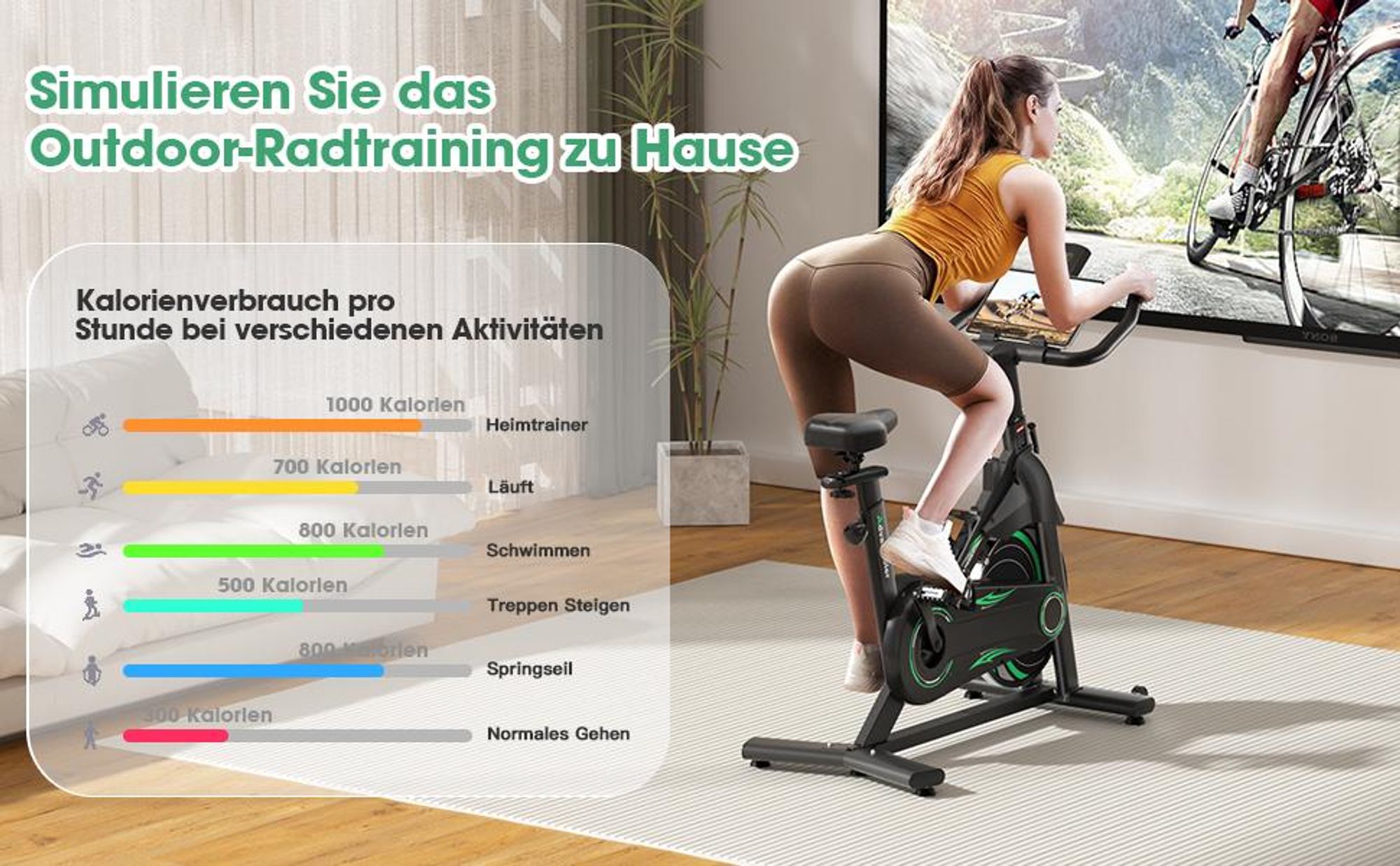 Heimtrainer Fahrrad mit App, Advamsoler Leises Hometrainer Fahrrad mit Magnetwiderstand, LCD Display & Tablet-Halter für Zuhause, Bis 160KG
