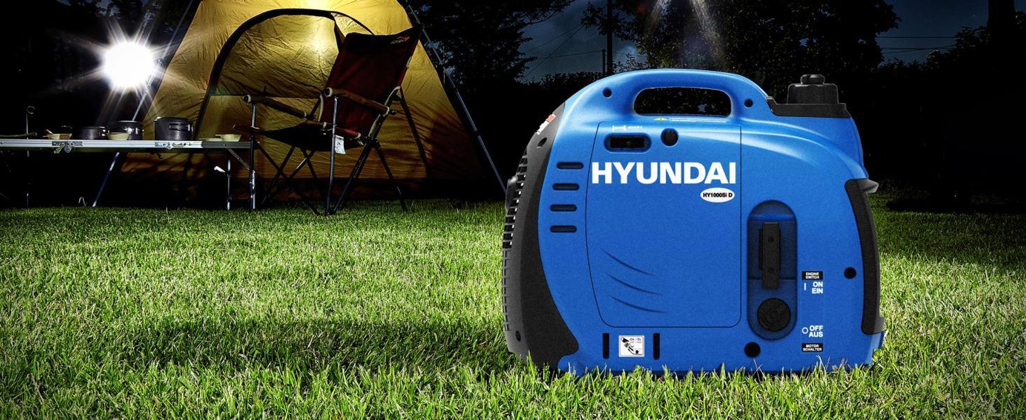 HYUNDAI Inverter-Generator HY1000Si D (1 kW, tragbar, 1 x 230V + 1 x 12V, 1 x USB)