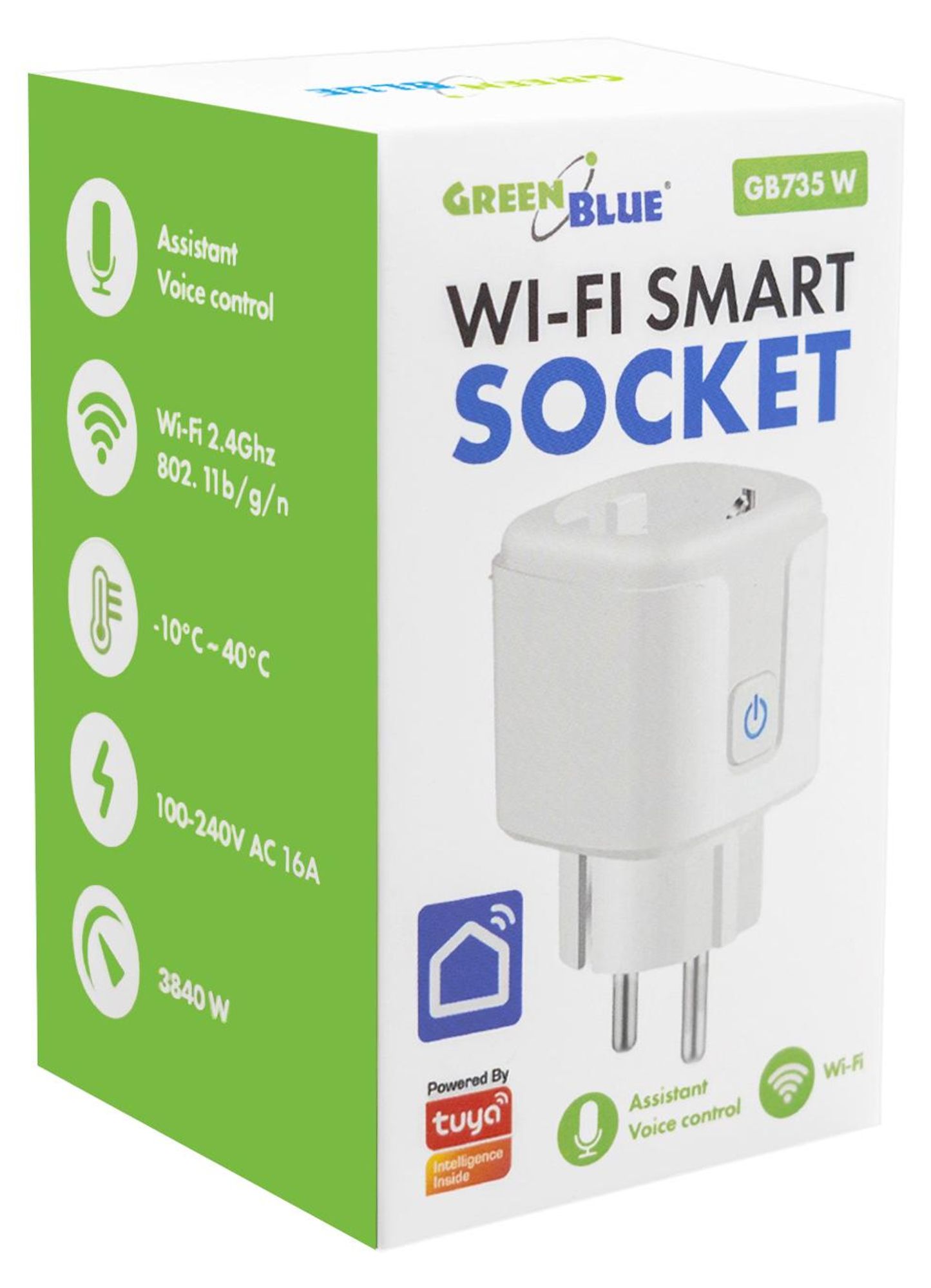 Ferngesteuerte WLAN-Steckdose von GreenBlue Android/iOS/Alexa/Google Home Timer Leistungsmesser max. 16 A/3840 W GB735 W 3 Stück