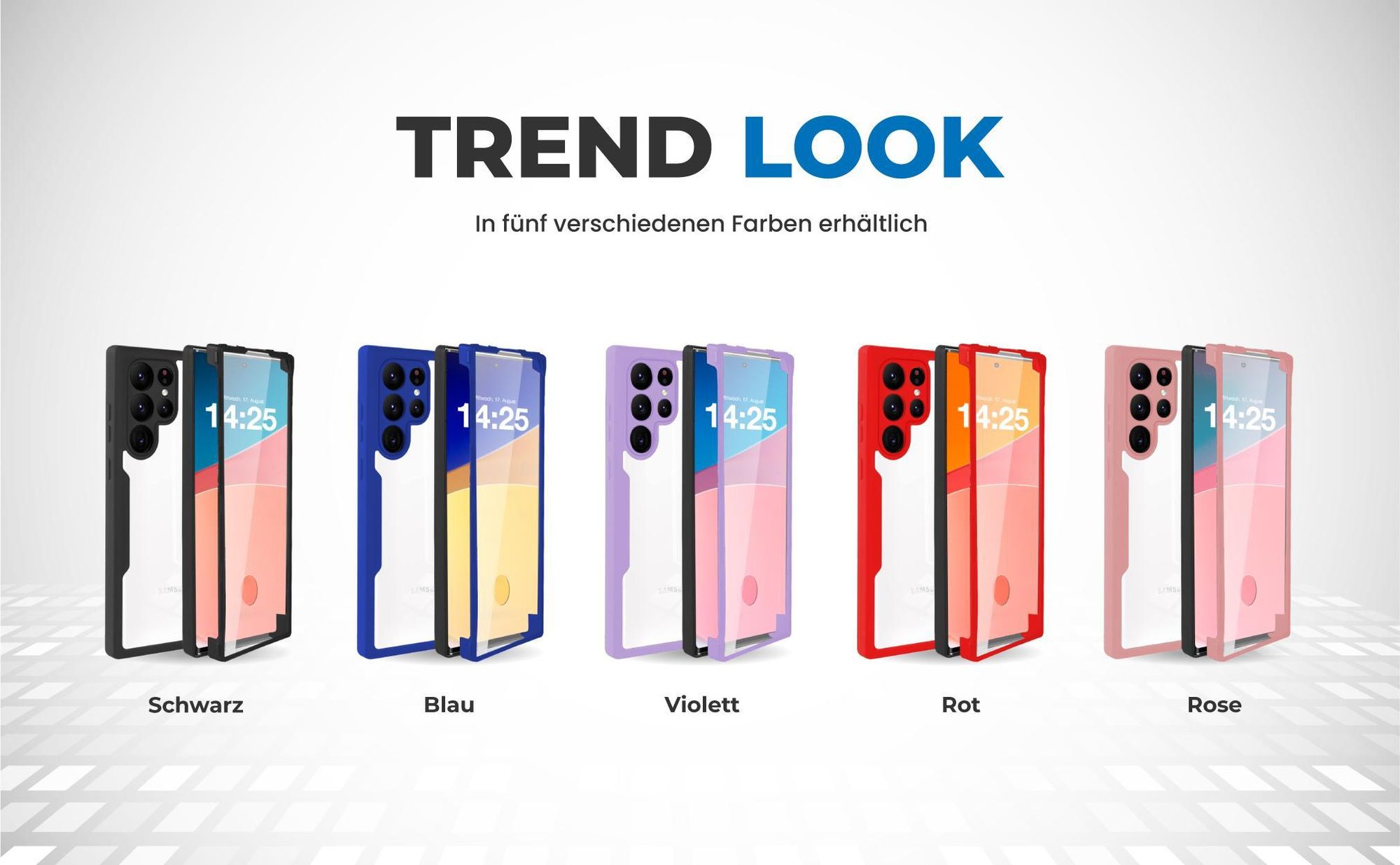 360 Grad Cover Front Back für Samsung Galaxy S23 Ultra in verschiedenen Farben