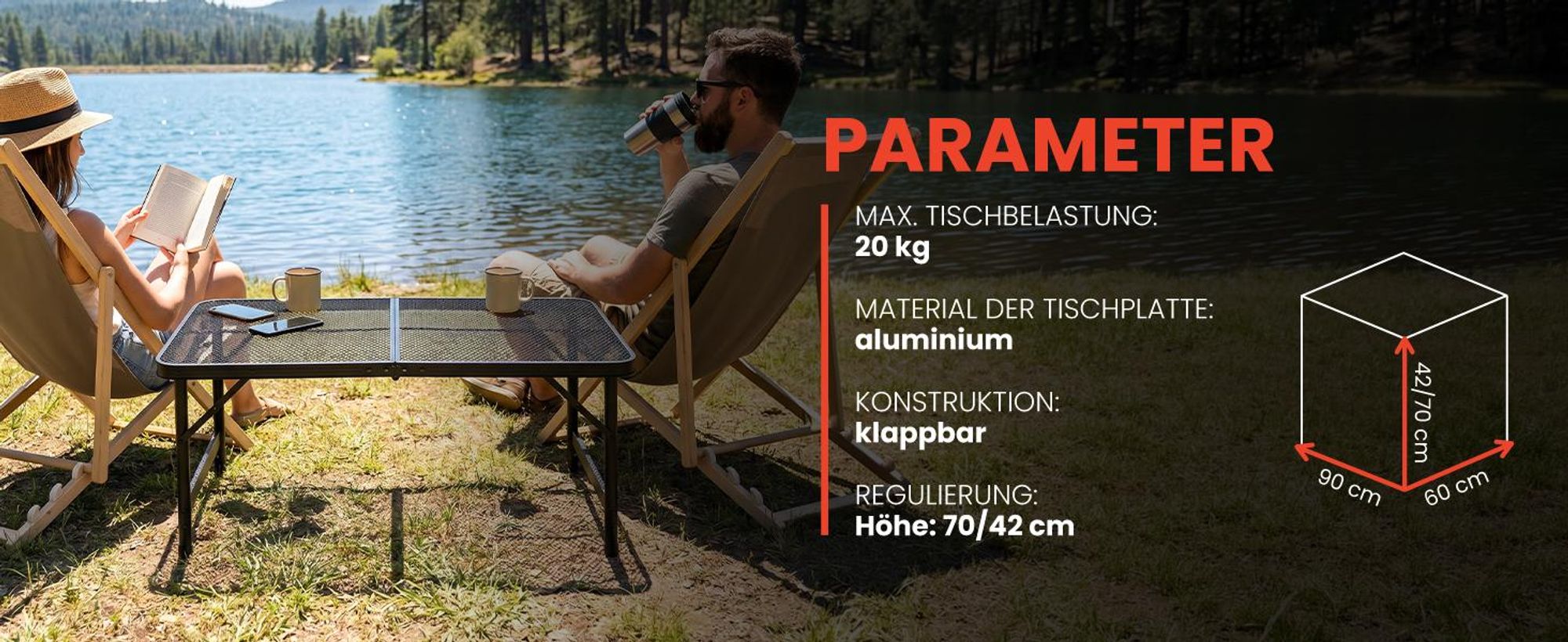 Campingtisch Klapptisch im Koffer höhenverstellbar 2/70cm Gartentisch Aluminium