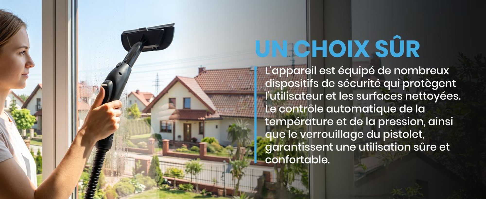 Nettoyeur vapeur HDS6000W-PRO MalTec avec accessoires : balai vapeur, nettoyeur vapeur multifonction, stérilisateur à vapeur, nettoyeur de vitres, 2000W, blanc