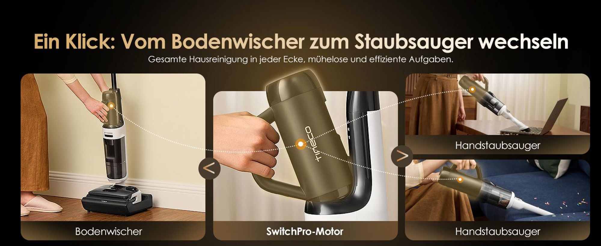 Tineco Floor ONE Switch S6 Stretch Breeze Nass Trockensauger 180° Lay-Flat 85°C Flashdry 5-in-1 Selbstreinigung Handstaubsauger (Stretch S6 Combo)