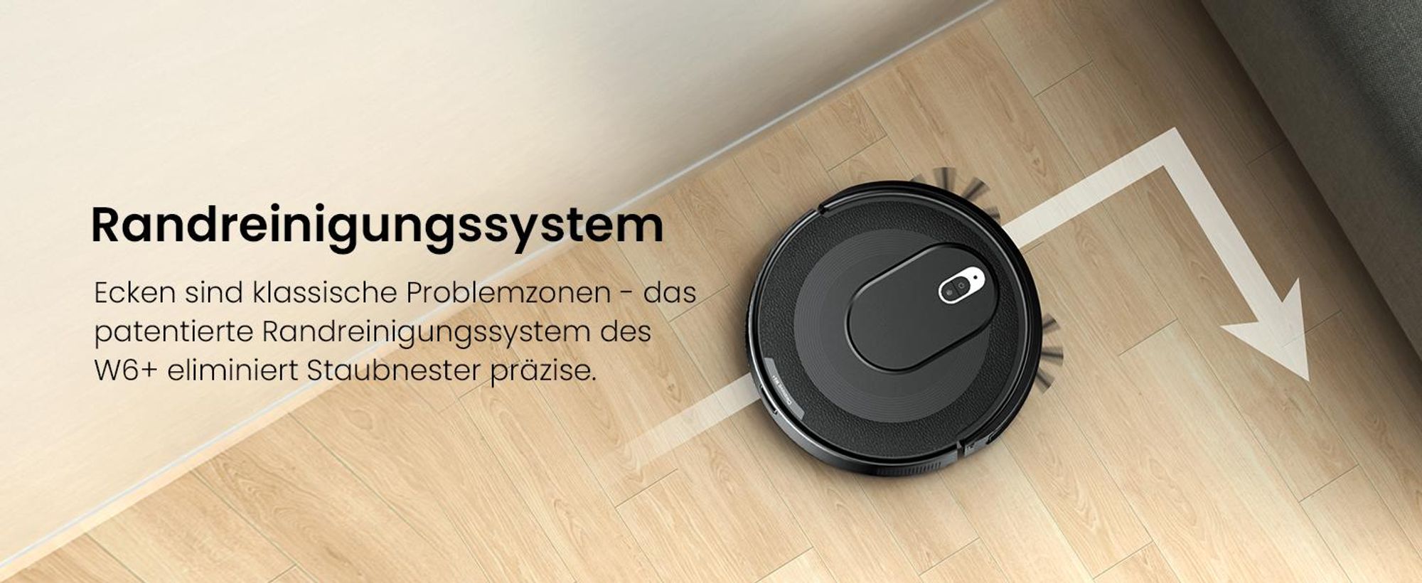 Vactidy W6+ Saugroboter ohne Wischfunktion, 2800 Pa Saugkraft, 720 ml großer Behälter, 120 Min. Laufzeit, APP/Sprache/Fernsteuerung