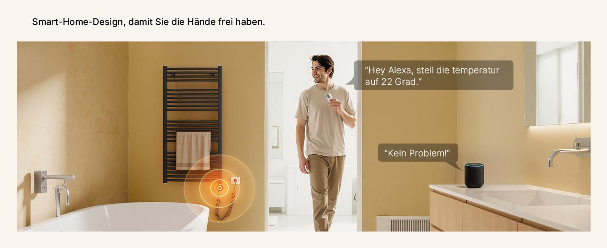 EMKE Heizstab 1200W mit Wifi App Steurung Timer Funktion, Anthrazit, 4 Heizmodi Childlock Google Home Sprachsteuerung für Badheizkörper