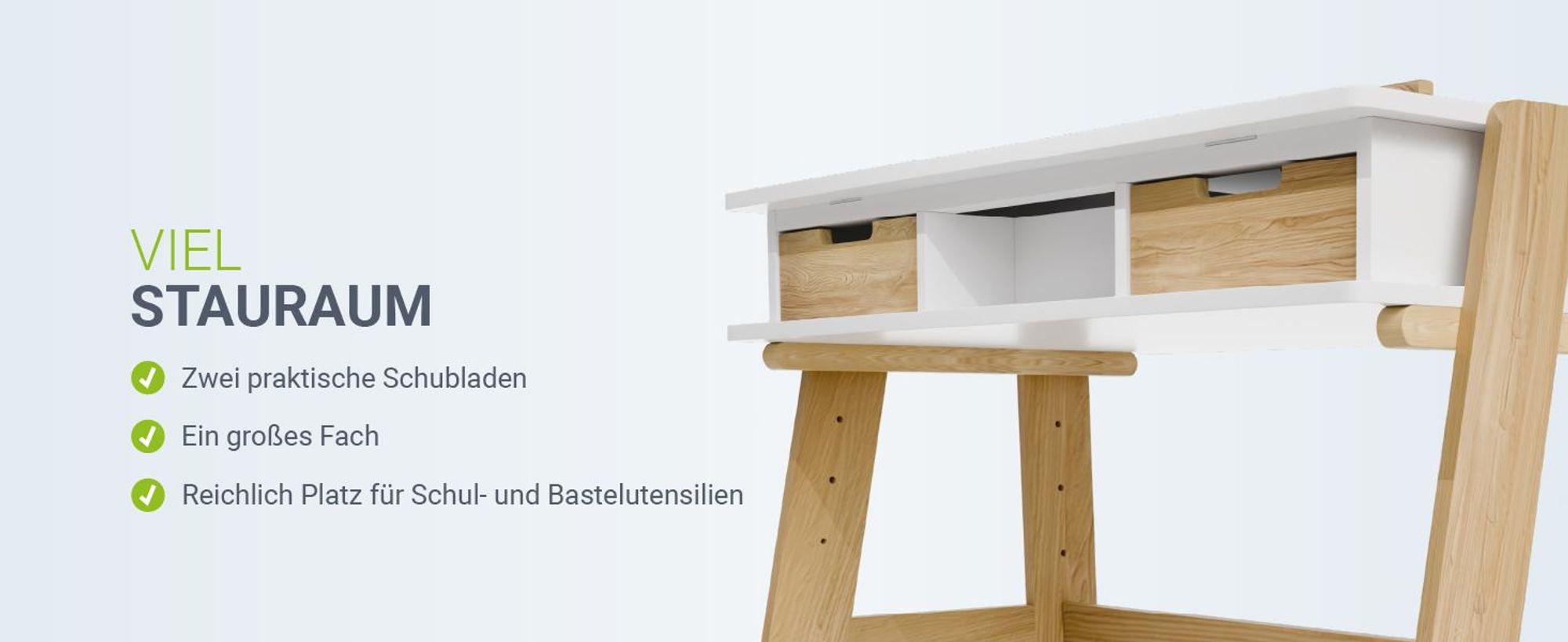 Juskys Kinder Schreibtisch Fietje Plus - Neigungs- & höhenverstellbarer Lerntisch - 2 Schubladen