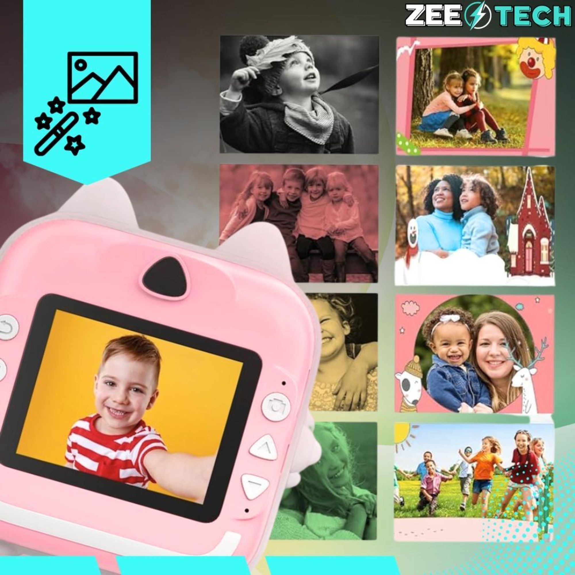 Aparat Natychmiastowy Dla Dzieci Drukuś Drukarka Z Karta 32Gb + 3 Rolki