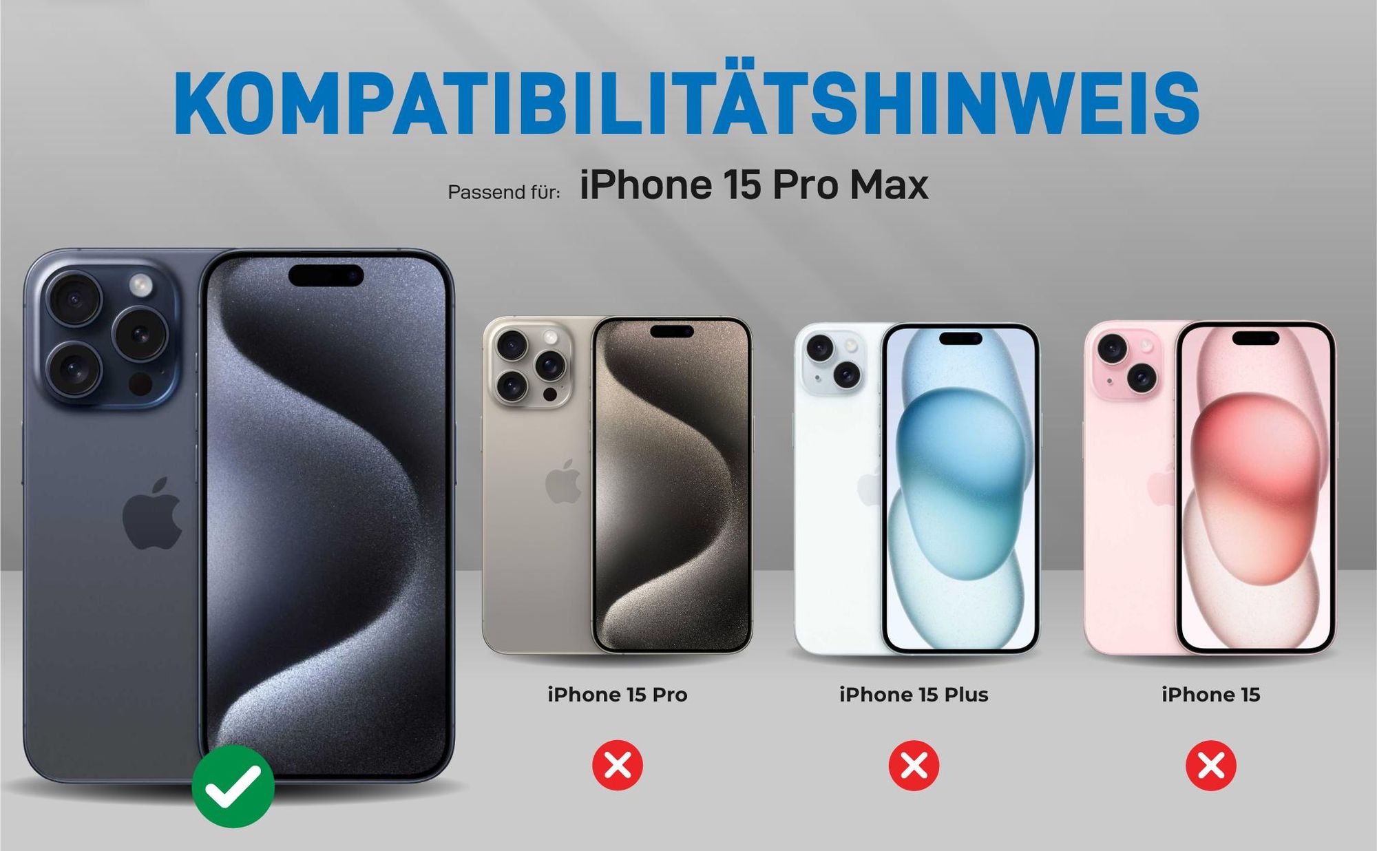 Kompatibilitätshinweise Hülle für Apple iPhone 15 Pro Max