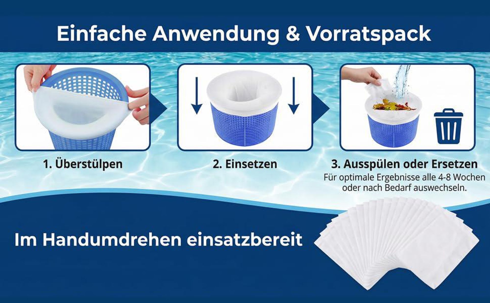 Pool Skimmer Socken, 30er Set Skimmersocken, Pool Skimmer Filter, Pool Filter Netz, Filterschoner für Entfernt Blätter Pollen Abschaum Schlick