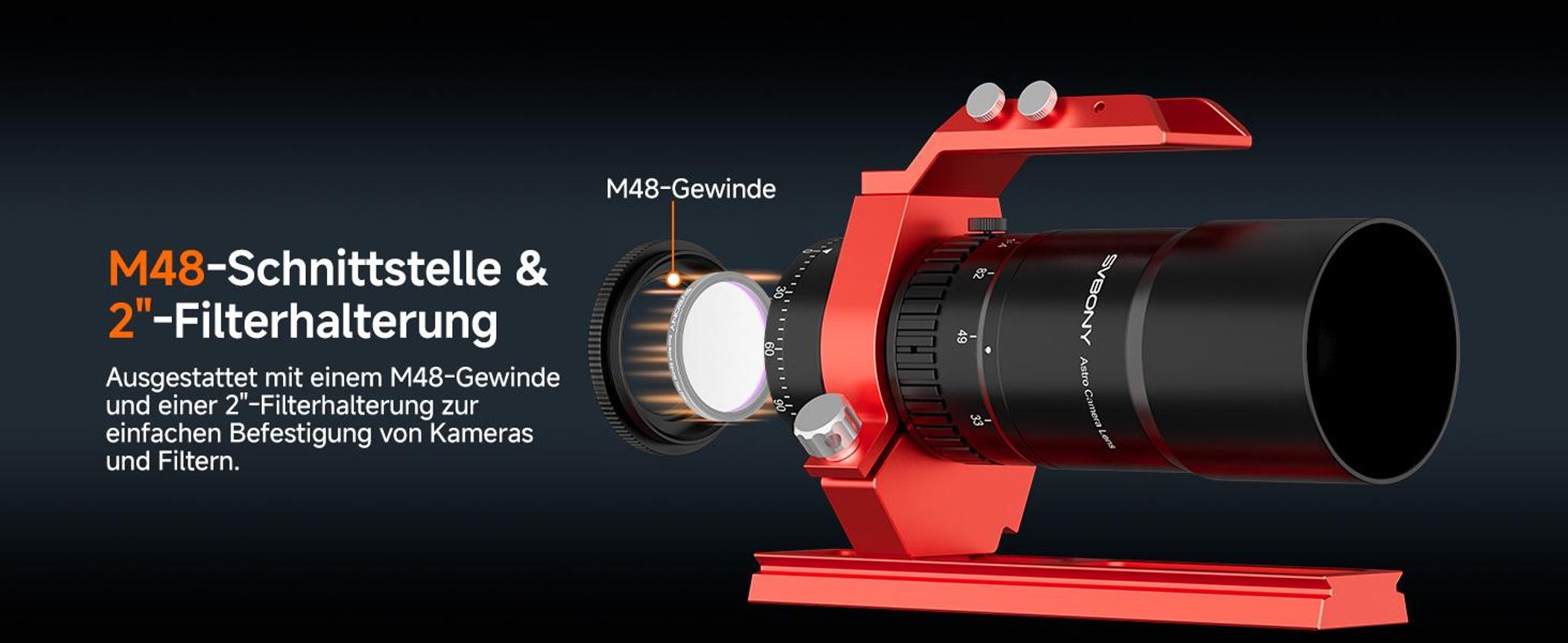Svbony SV545 Petzval APO Teleskop, Refraktor Teleskop, f/4,5, 203 mm Brennweite, Eingebauter Bildfeldebner, unterstützt EAF,Vollformat Astrofotografie
