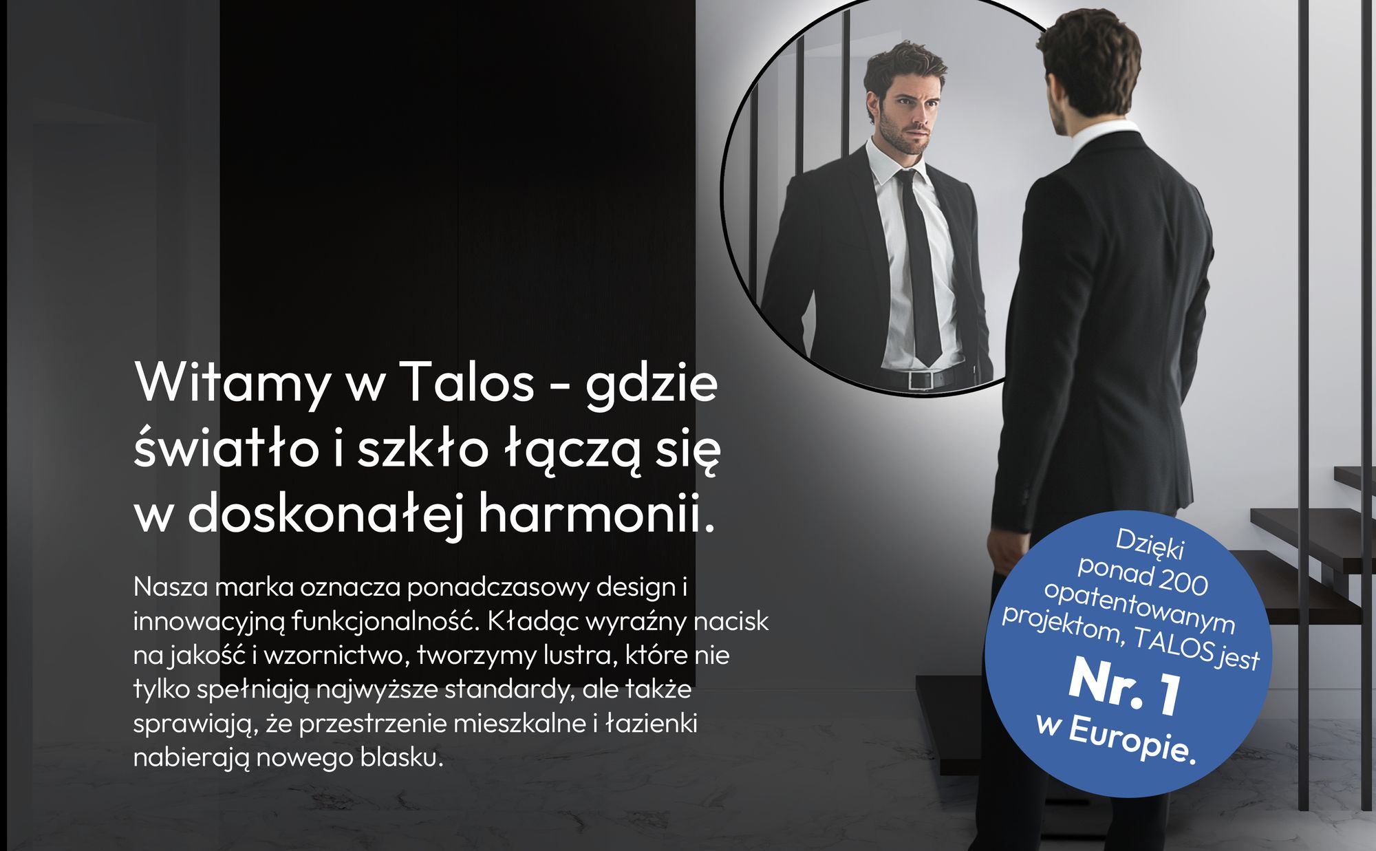 Lustro ?azienkowe z o?wietleniem Talos Black Orors Light Ø 120 cm lustro ?cienne - pod?wietlane lustro z neutralnym bia?ym ?wiat?em - wysokiej jako?ci matowa czarna aluminiowa rama - lustro ?azienkowe