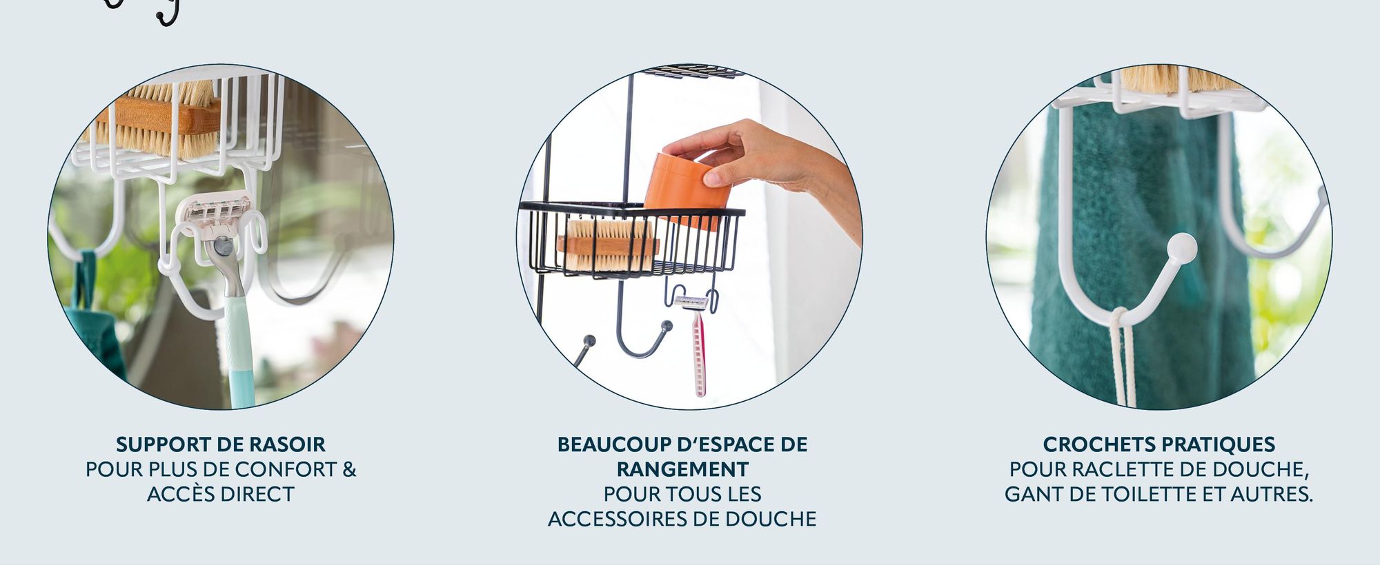 etagere de douche dans la salle de bains