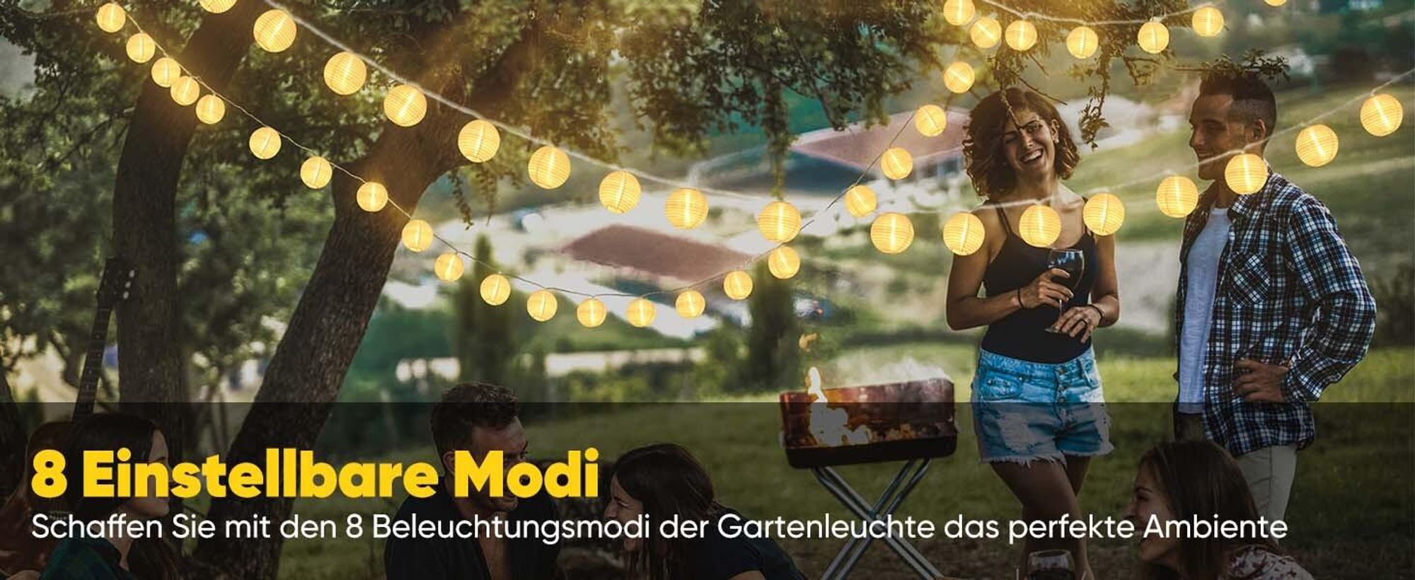 Salcar 5m 20 Lampions Lichterkette Solar Außen Lichterketten Outdoor 8 Modi IP44 für Außen Garten Liegewiese Terrasse