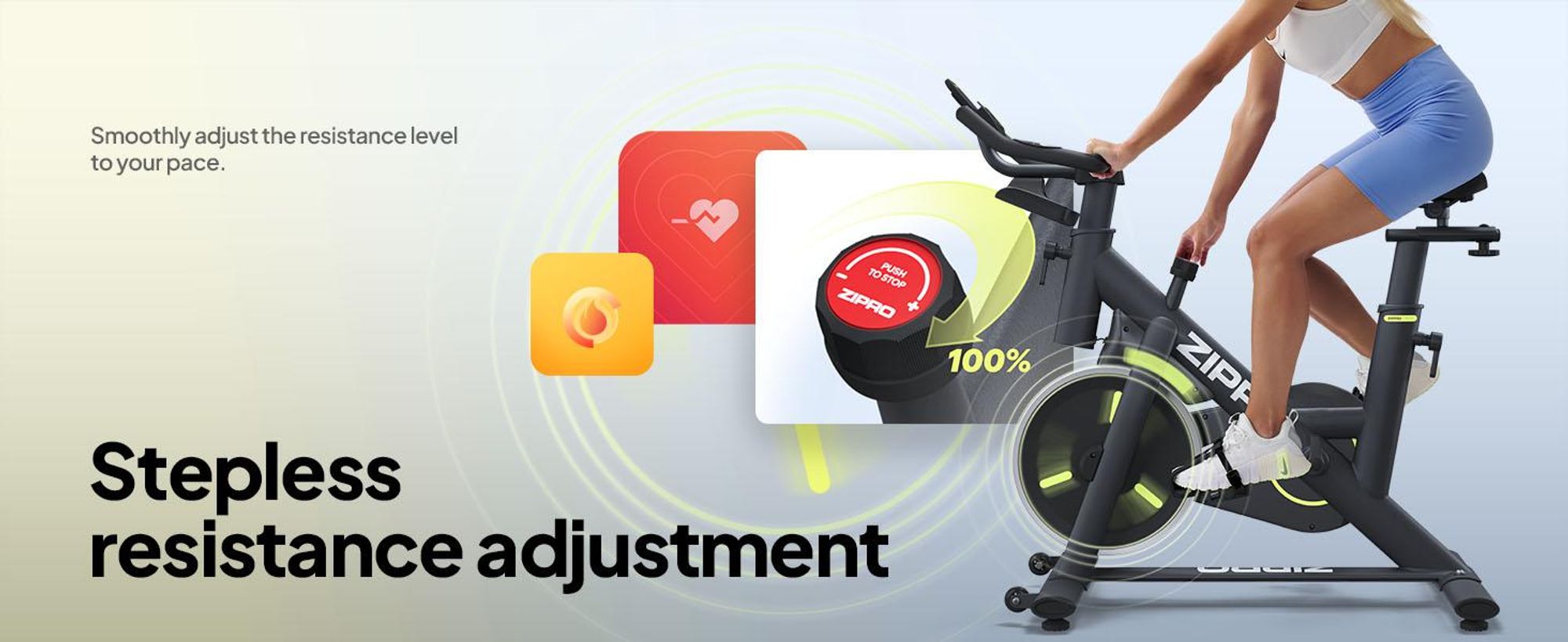 ZIPRO Domáci trenažér Modo Bluetooth aplikácia Indoor Cycle Fitnessbike Domáci trenažér Bike tichý Cardio tréning Seniori 110 kg Tréningové kolo Kinomap