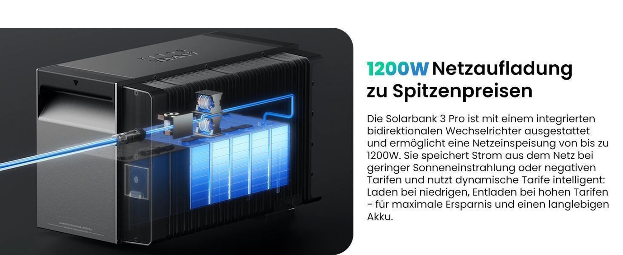 Powerness Balkonkraftwerk mit Speicher, Anker SOLIX Solarbank 3 E2700 Pro und BP2700 Erweiterungsakku, 4x 500W Bifazial PV Panel & Smart Zähler 0% VAT