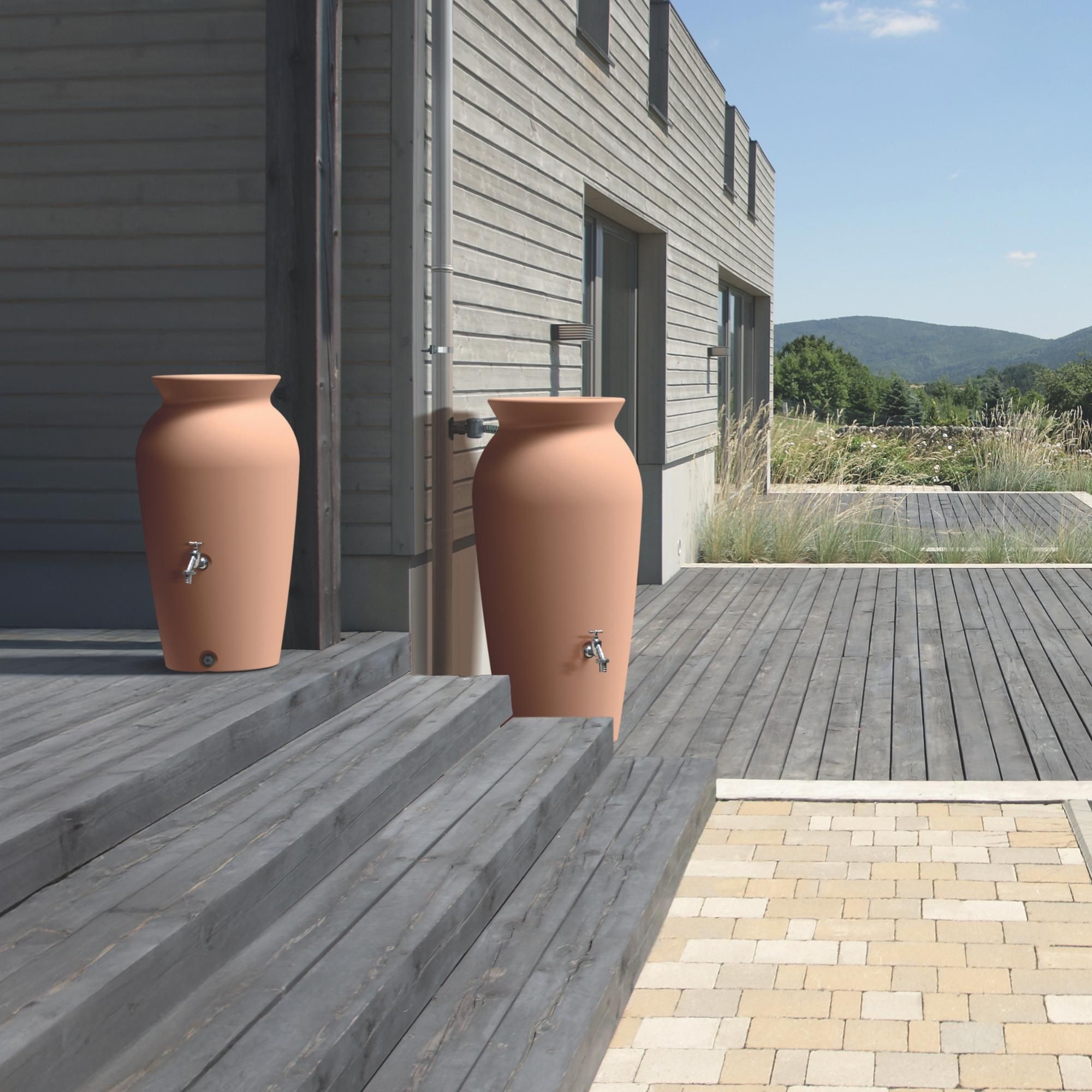 YourCasa Regentonne 120-230 Liter [DropCatcher] mit Filterkorb & Wasserhahn - Regenfass Frostsicher Kunststoff - Regenwassertonne (Grau, 120L)