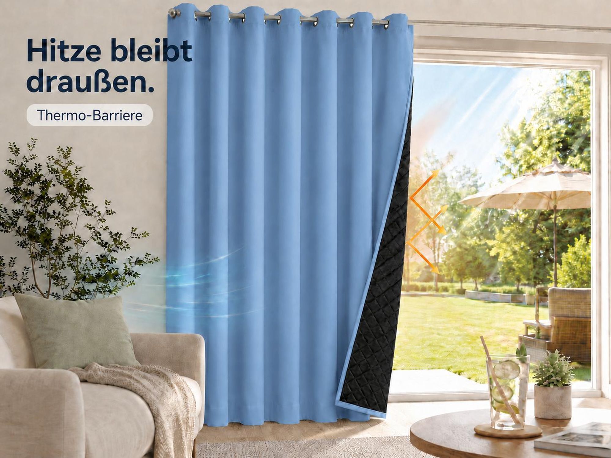 1x 100% Verdunkelung Thermo Vorhänge Blau Blickdicht Verdunkelungsvorhang mit Ösen Einfarbige, 132*160cm