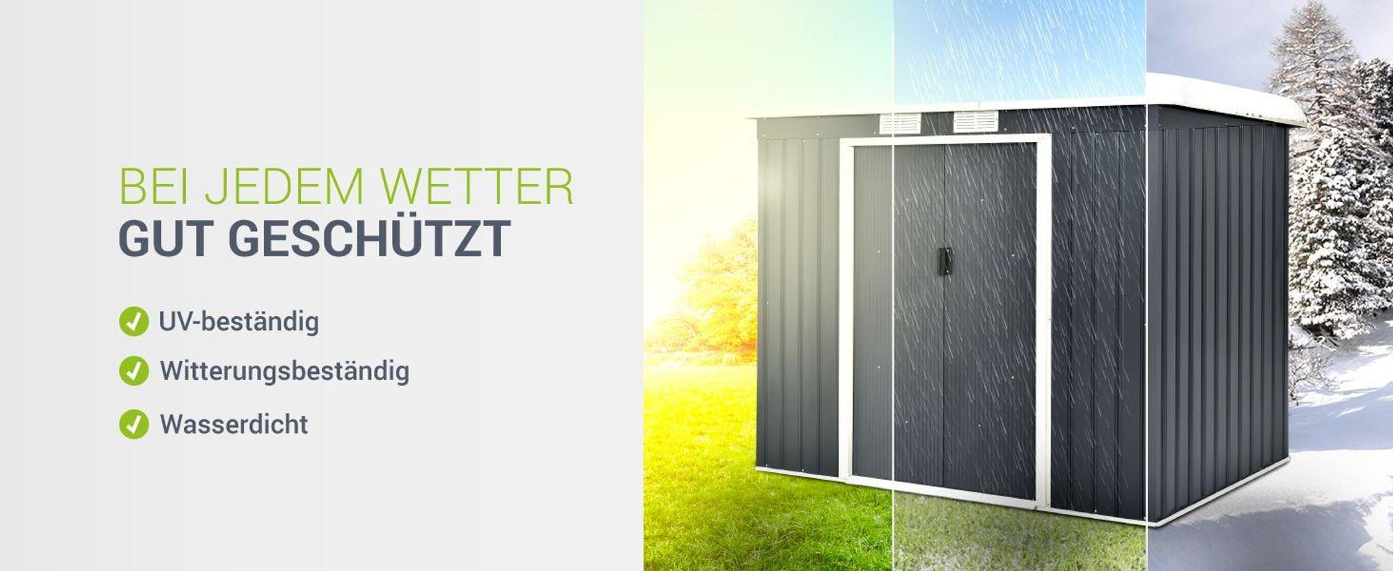 Juskys Metall Gerätehaus M mit Pultdach, Schiebetür & Fundament - 4m³ - Anthrazit