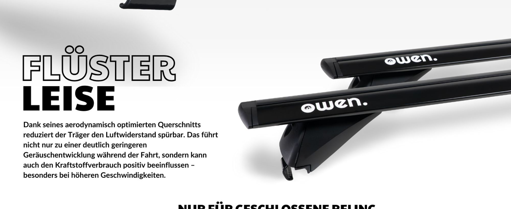 Owen Dachträger 3.0 Pro Schwarz 135cm - Universal Dachträger für geschlossene & bündige Reling | 90 kg Tragkraft | 2 min Montage | & GS