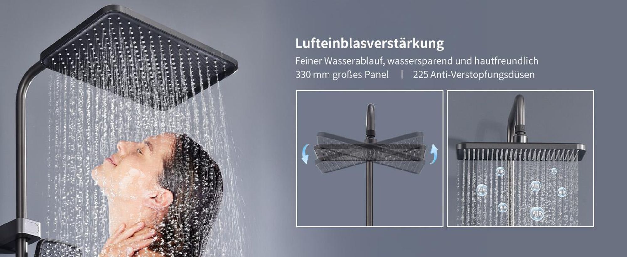 Homelody Duschsystem Messing 4 Wasserausgabe Modi, Duscharmatur Komplettset，Duschset Digitale Temperaturanzeige mit Atmosphärenlicht，Dusche Komplett