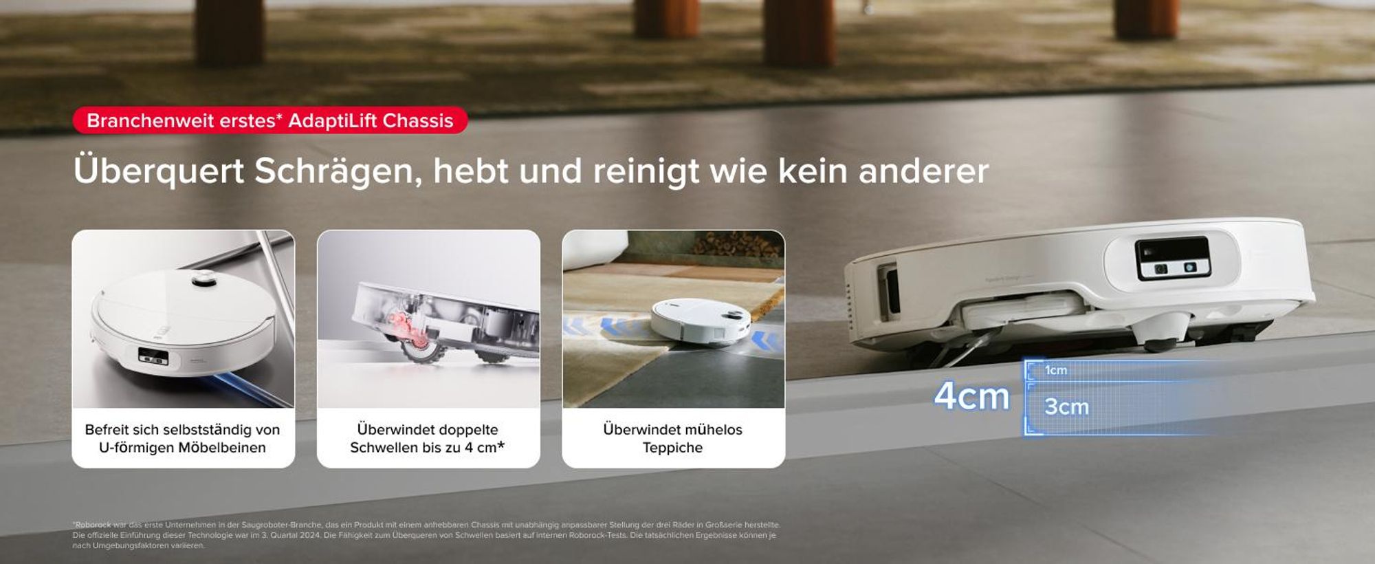 Roborock Qrevo Curv 2 Pro Staubsauger Roboter, 25.000 Pa Saugroboter mit Wischfunktion und Wischmopp-Hebefunktion, 100 °C Moppwäsche mit heißem Wasser